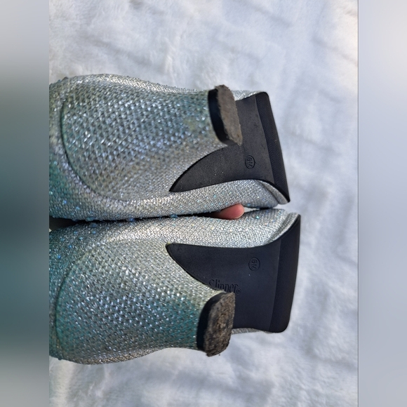 🌈Silver Slipper glitter heels size 5 M pumps Sparkle Shine rhinestone  platform - Picture 5 of 5